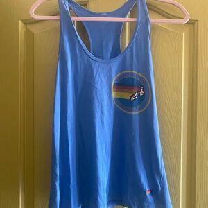 Aviator Nation Blue Tank Top with Rainbow Logo